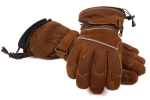 Beidseitig beheizter Handschuh "DH Rider" in braunem Ziegenleder und mit Push-Heizsteuerung